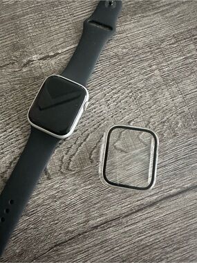 Apple Watch Series 8 - Platinum W/ Black Sports Band, Charger, Screen Protector